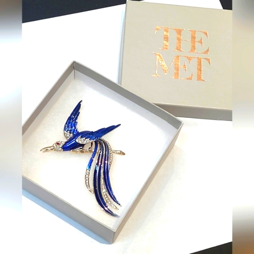 The Metropolitan Museum of Art bird of paradise crystal gold plated large brooch